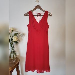 Vintage sexy red flowy dress. Wrap top. V-neck. Size 9. CANADIAN MADE